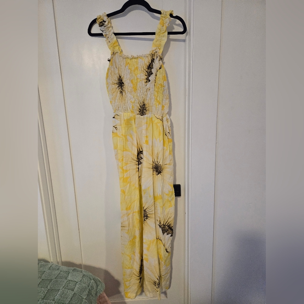 H&M - M Yellow Floral Jumpsuit